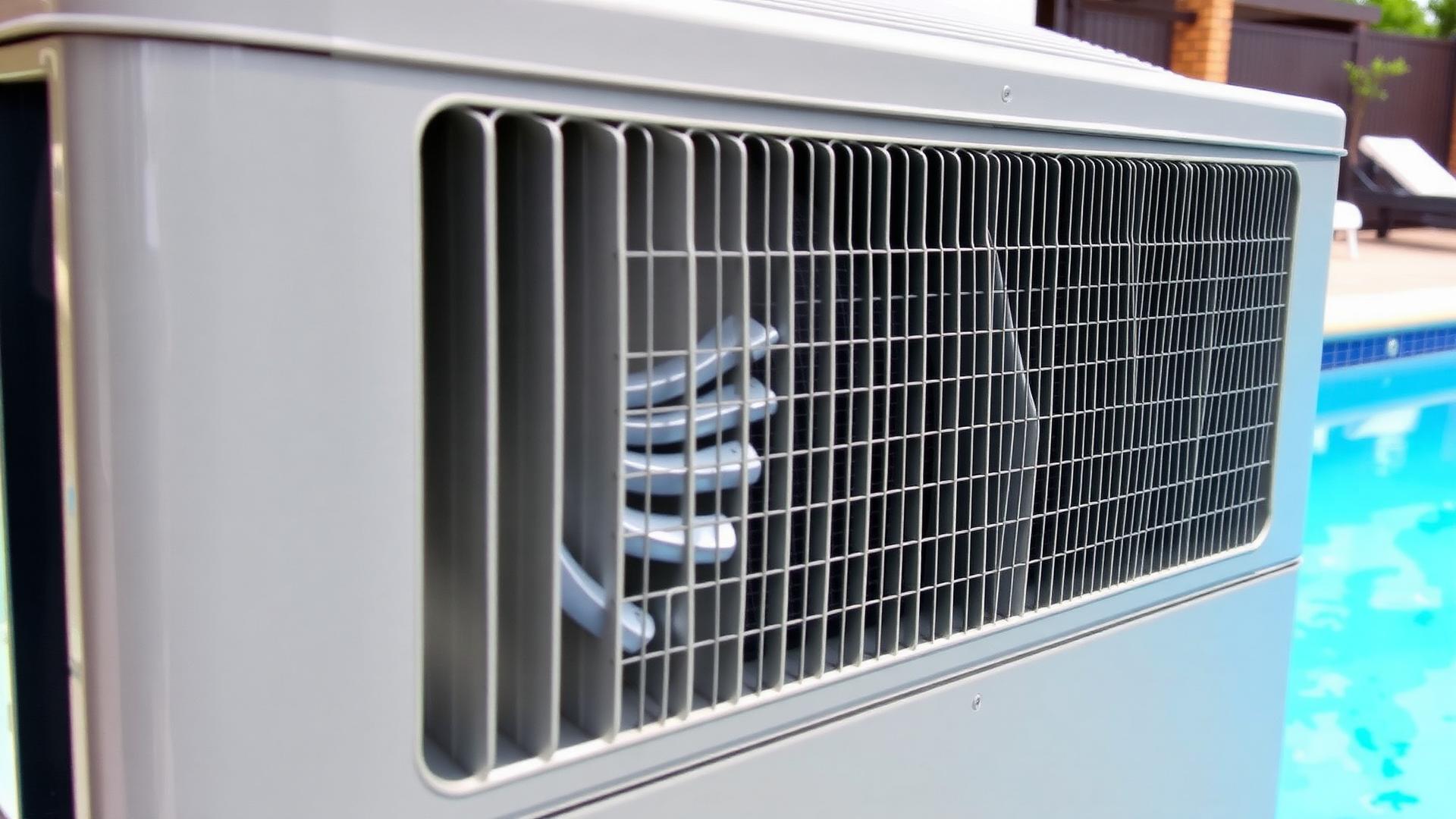 Pool heat pump fan unit ready for annual servicing