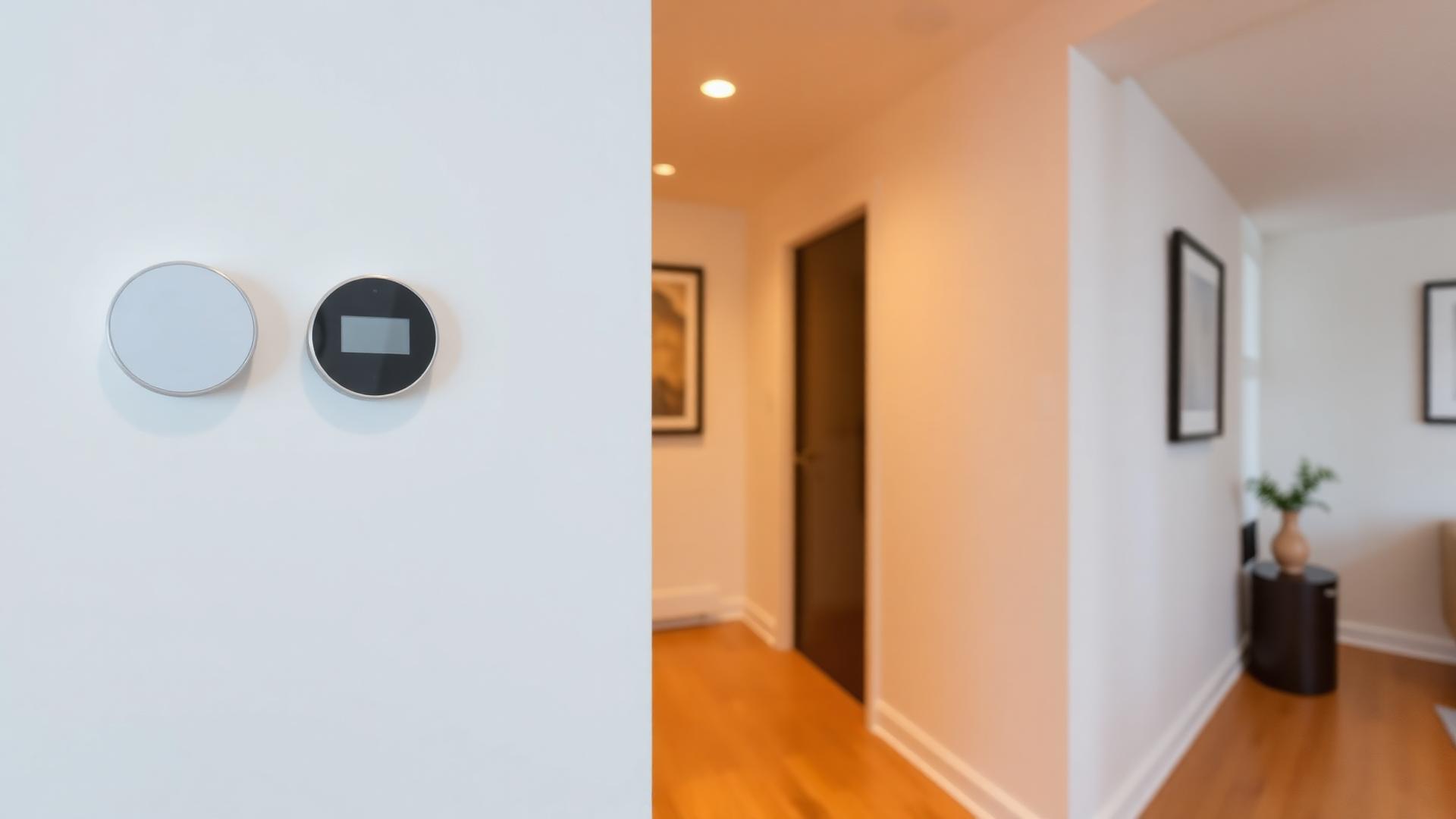 Smart thermostat on wall for heat pump control integration